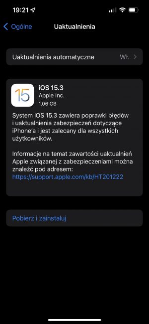 aktualizacja iOS 15.3 Apple iPhone