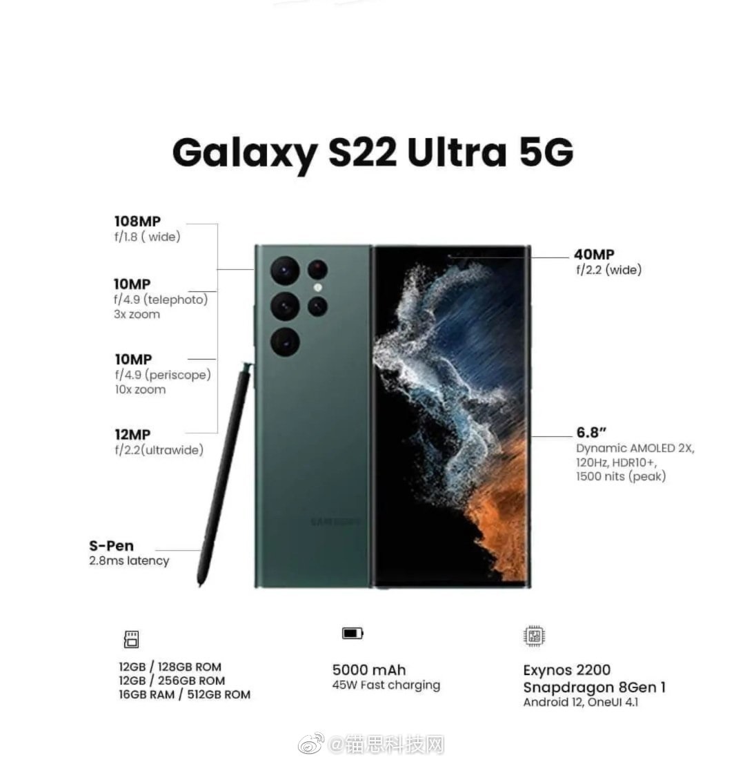 specyfikacja Samsung Galaxy S22 Ultra specs