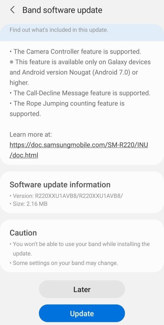 aktualizacja oprogramowania dla Samsung Galaxy Fit 2