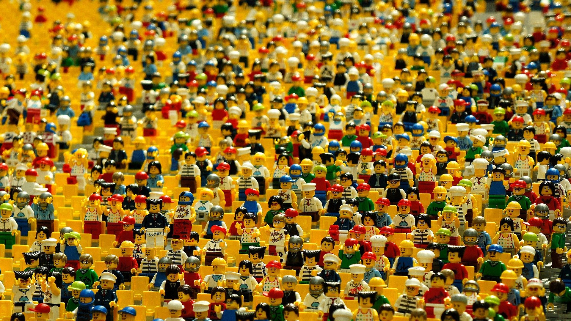 tłum crowd klocki ludziki LEGO