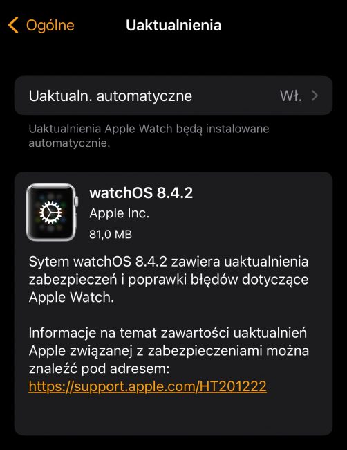 aktualizacja watchOS 8.4.2 fot. Tabletowo.pl