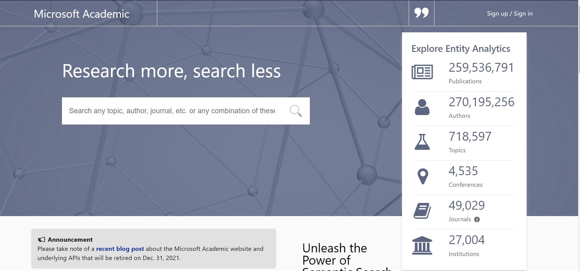 zrzut ekranu Microsoft Academic