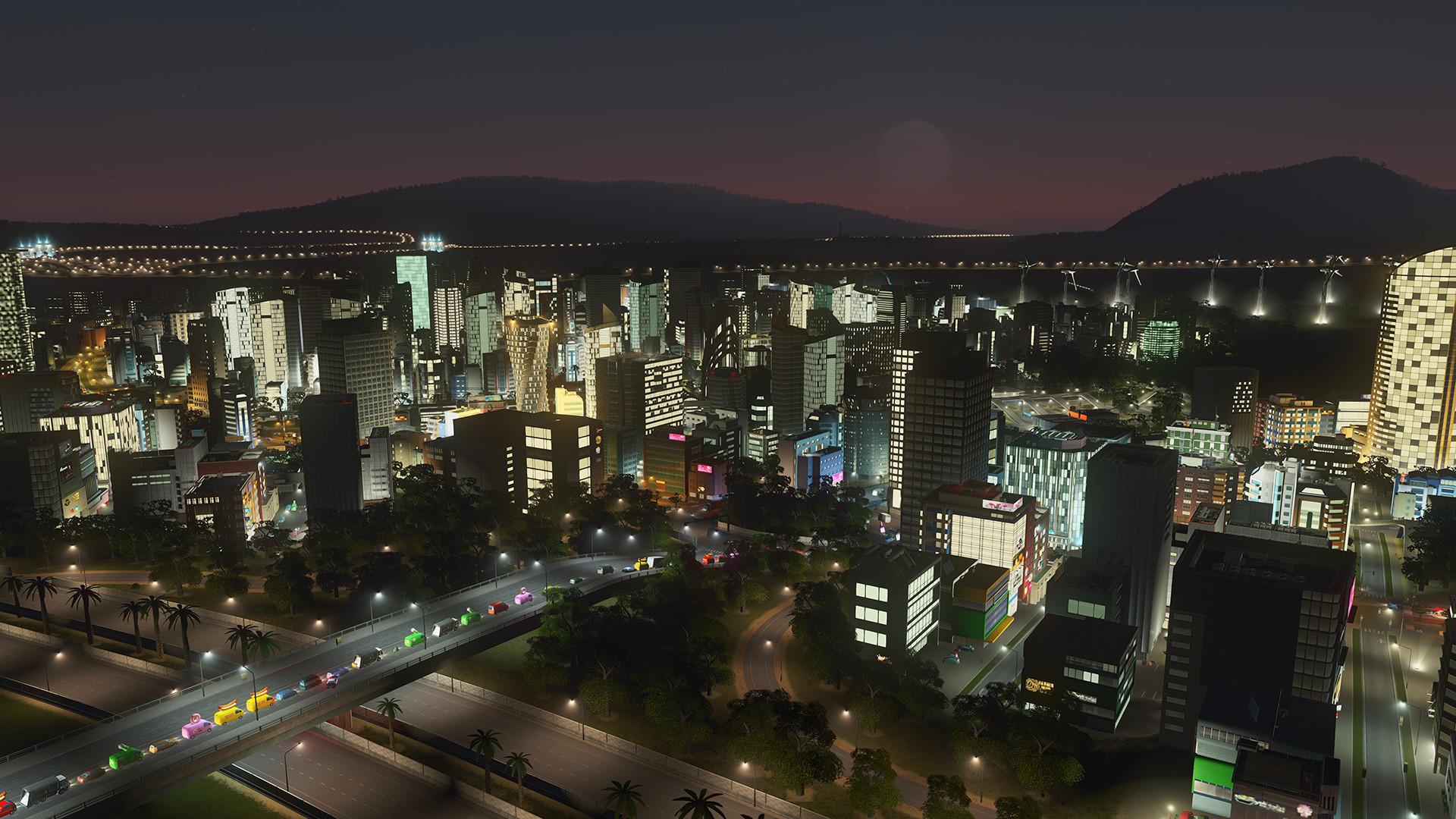 cities skylines miasto nocą