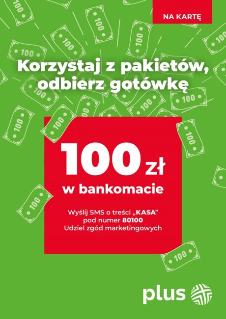 promocja Plus na kartę zwrot gotówki do 100 złotych