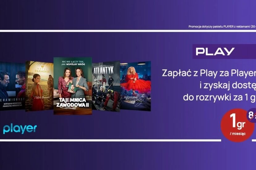 promocja Player z reklamami za 1 grosz na 30 dni dla klientów Play