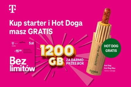 Grafika promocji hot-dog za starter T-Mobile w Żabce