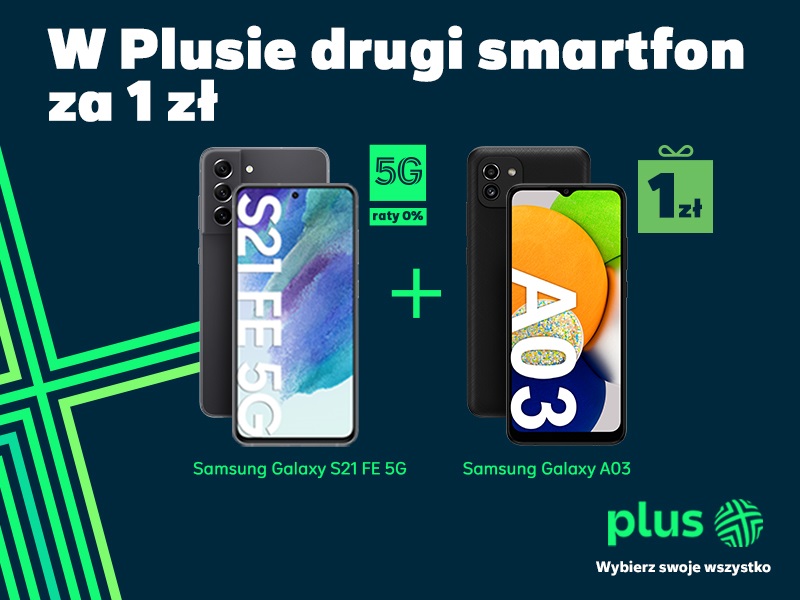 promocja Plus drugi smartfon Samsung za 1 złoty
