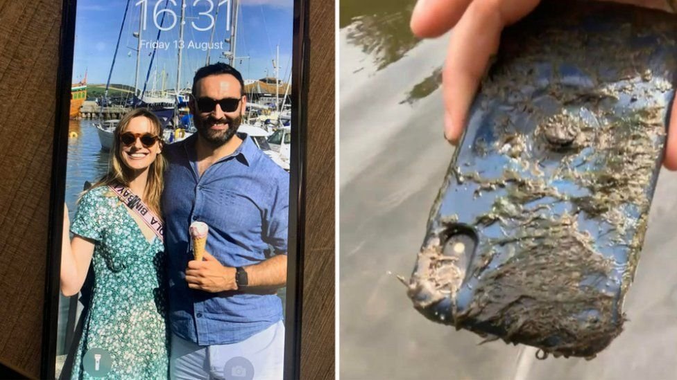 zdjęcia iphone'a zanurzonego w rzece przez 10 miesiecy