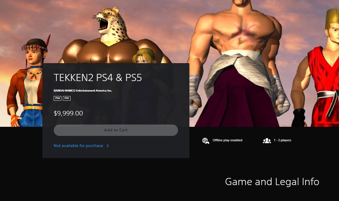 Tekken 2 to jedna z najlepszych bijatyk w portfolio klasycznego PlayStation. Taki błąd to jednak gruba przesada! (źródło: PlayStation Store US)
