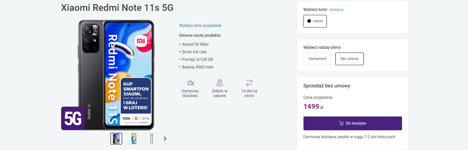 smartfon Xiaomi Redmi Note 11S 5G smartphone polska cena Play