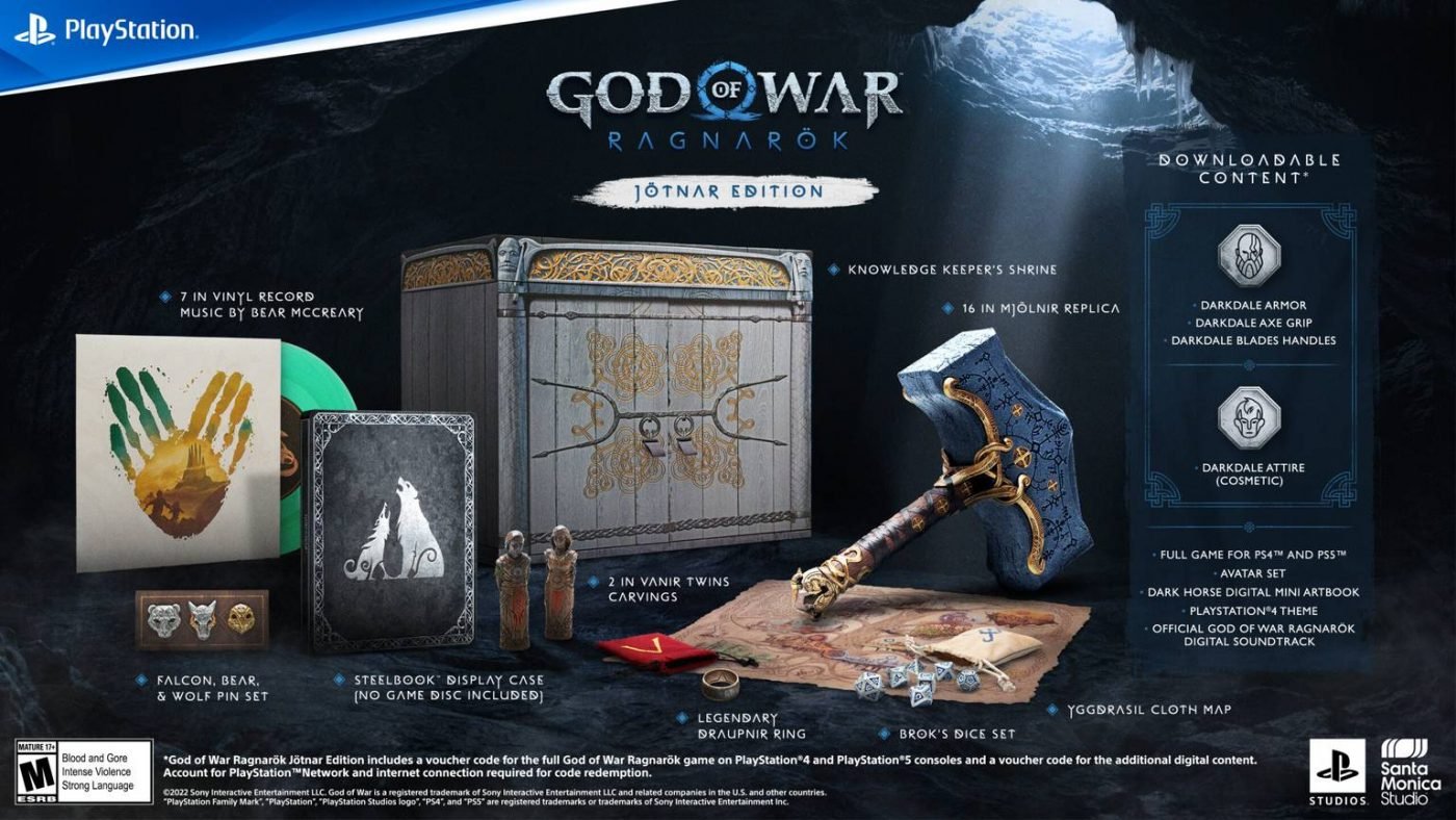Pełna zawartość kolekcjonerskiej edycji God of War: Ragnarok (źródło: PlayStation Blog)