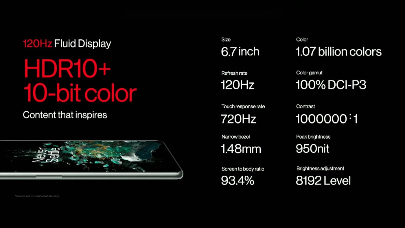 OnePlus 10T 5G ekran wyświetlacz screen display specyfikacja