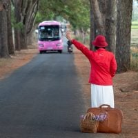 autobus podróż trip różowy