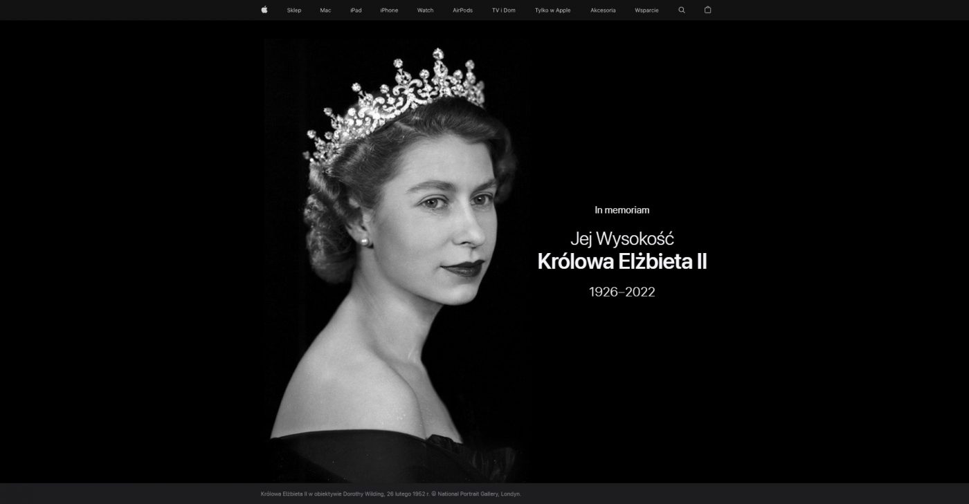 Królowa Elżbieta II nie żyje strona główna Apple Polska