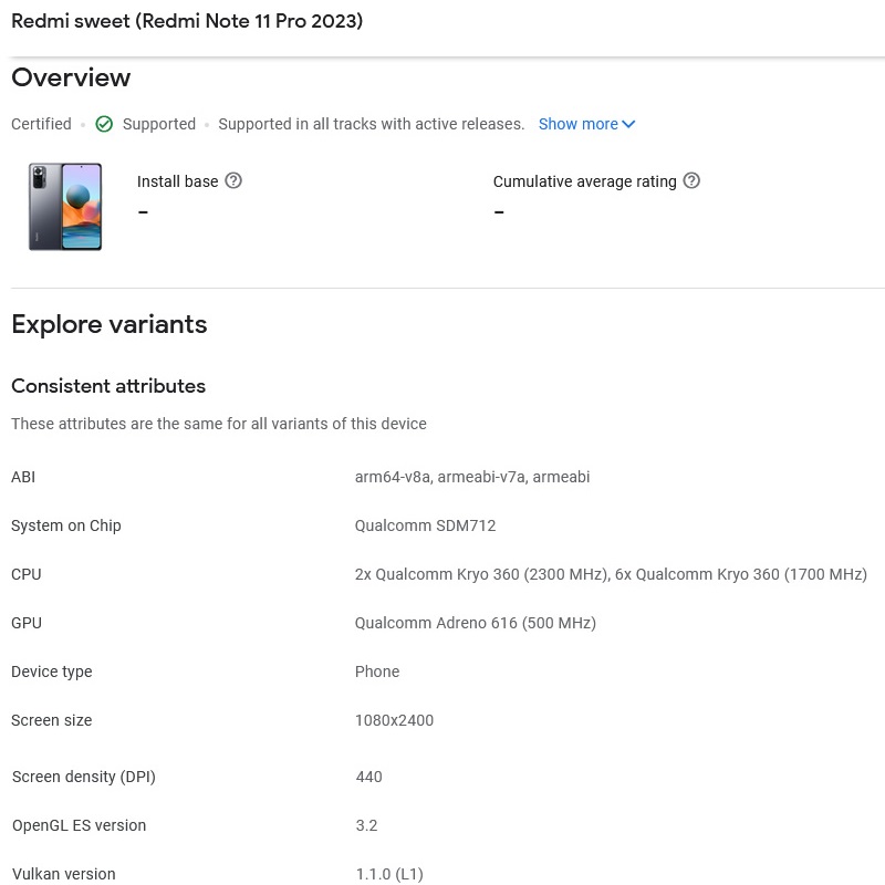Xiaomi Redmi Note 11 Pro 2023 specyfikacja