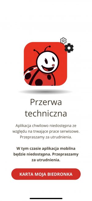 aplikacja Biedronka niedostępna przerwa techniczna 7.09.2022