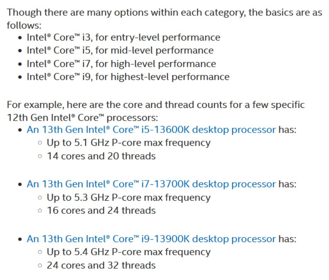 Intel specyfikacja procesorów