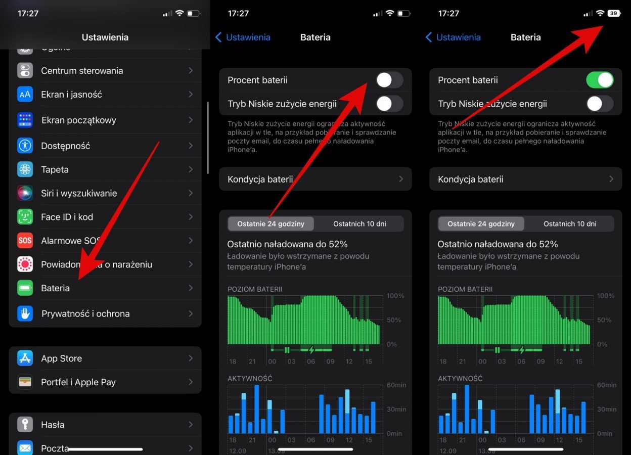 iOS 16 procentowy wskaźnik baterii