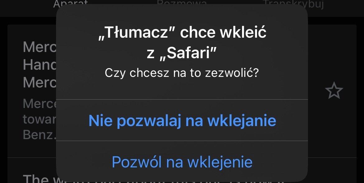 iOS 16 komunikat podczas kopiowania