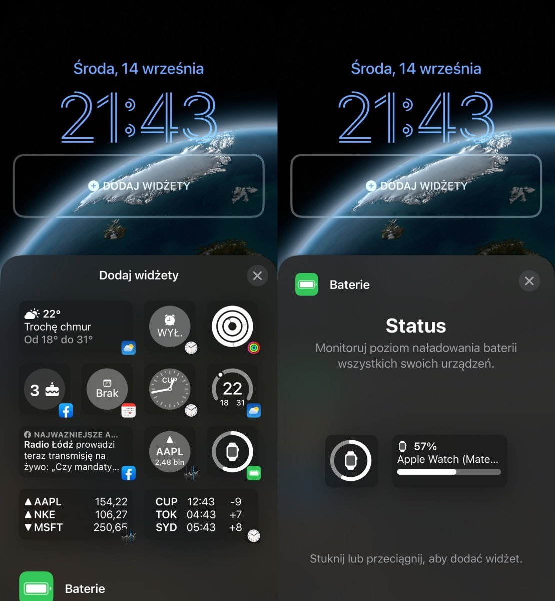 iOS 16 widżety Apple