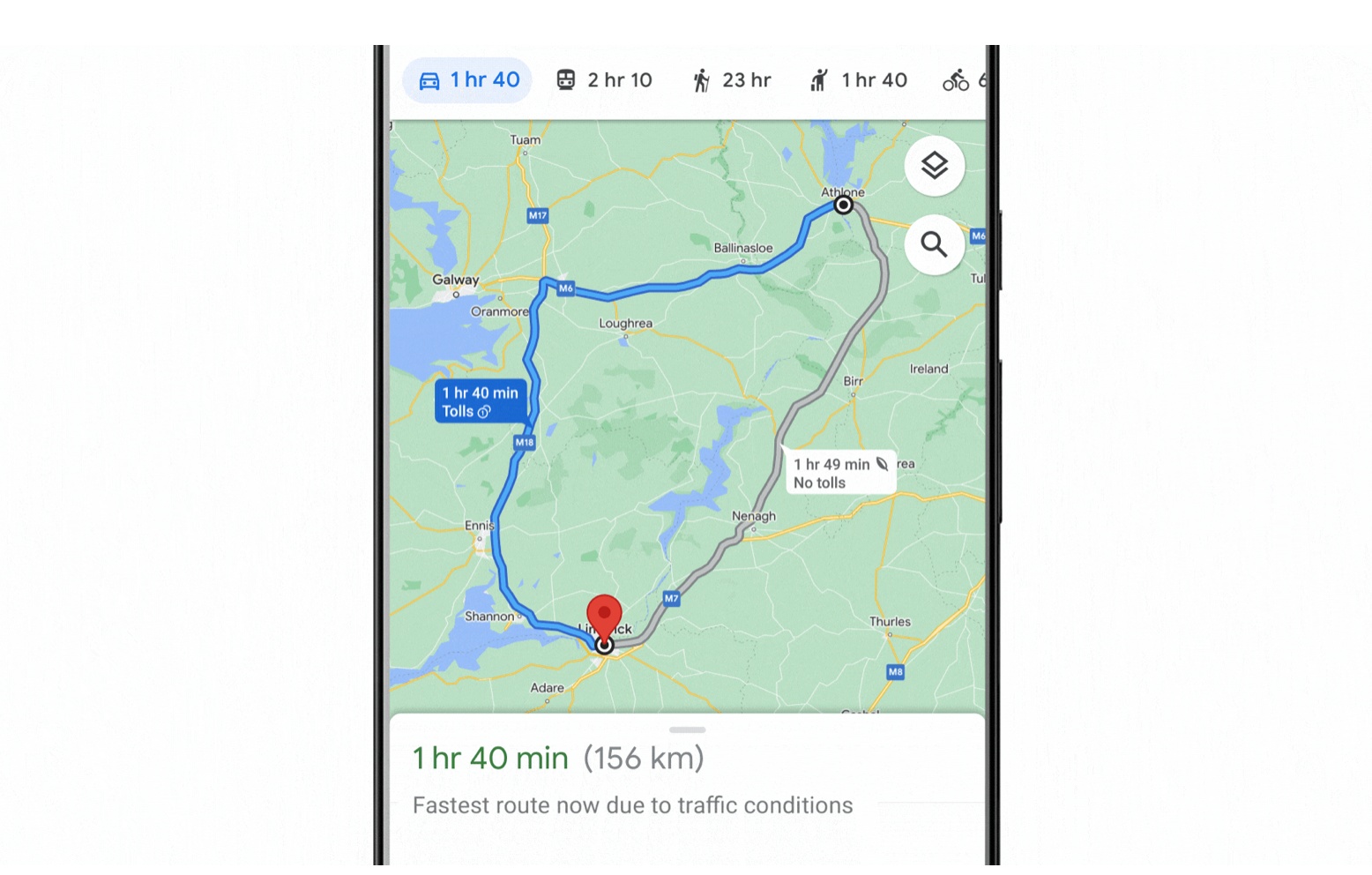 Mapy Google trasa przyjazna dla środowiska