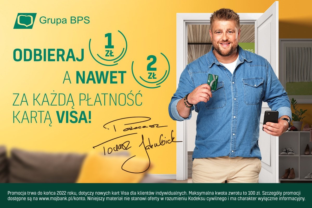 promocja zwrot do 100 złotych miesięcznie za płatności kartą Visa Bank BPS