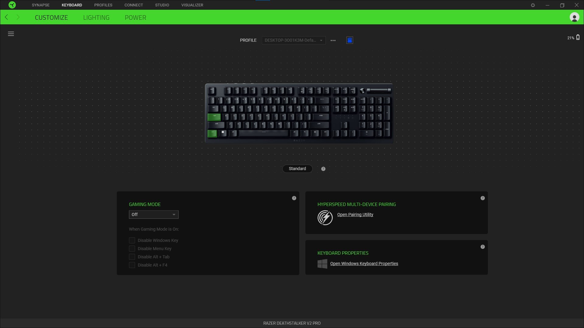 klawiatura Razer Deathstalker V2 Pro keyboard oprogramowanie Razer Synapse software