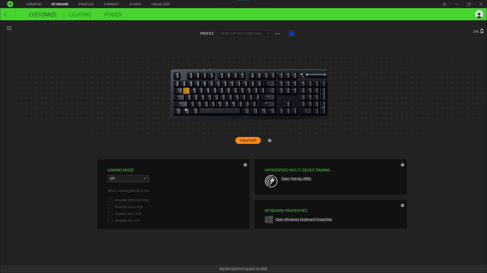 klawiatura Razer Deathstalker V2 Pro keyboard oprogramowanie Razer Synapse software
