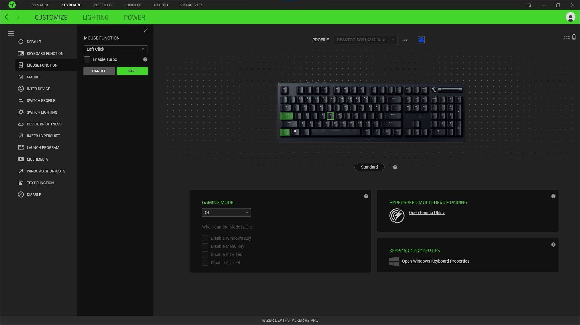 klawiatura Razer Deathstalker V2 Pro keyboard oprogramowanie Razer Synapse software