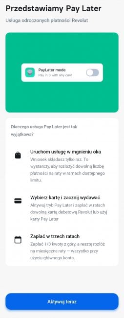 aplikacja Revolut Pay Later fot. Tabletowo.pl