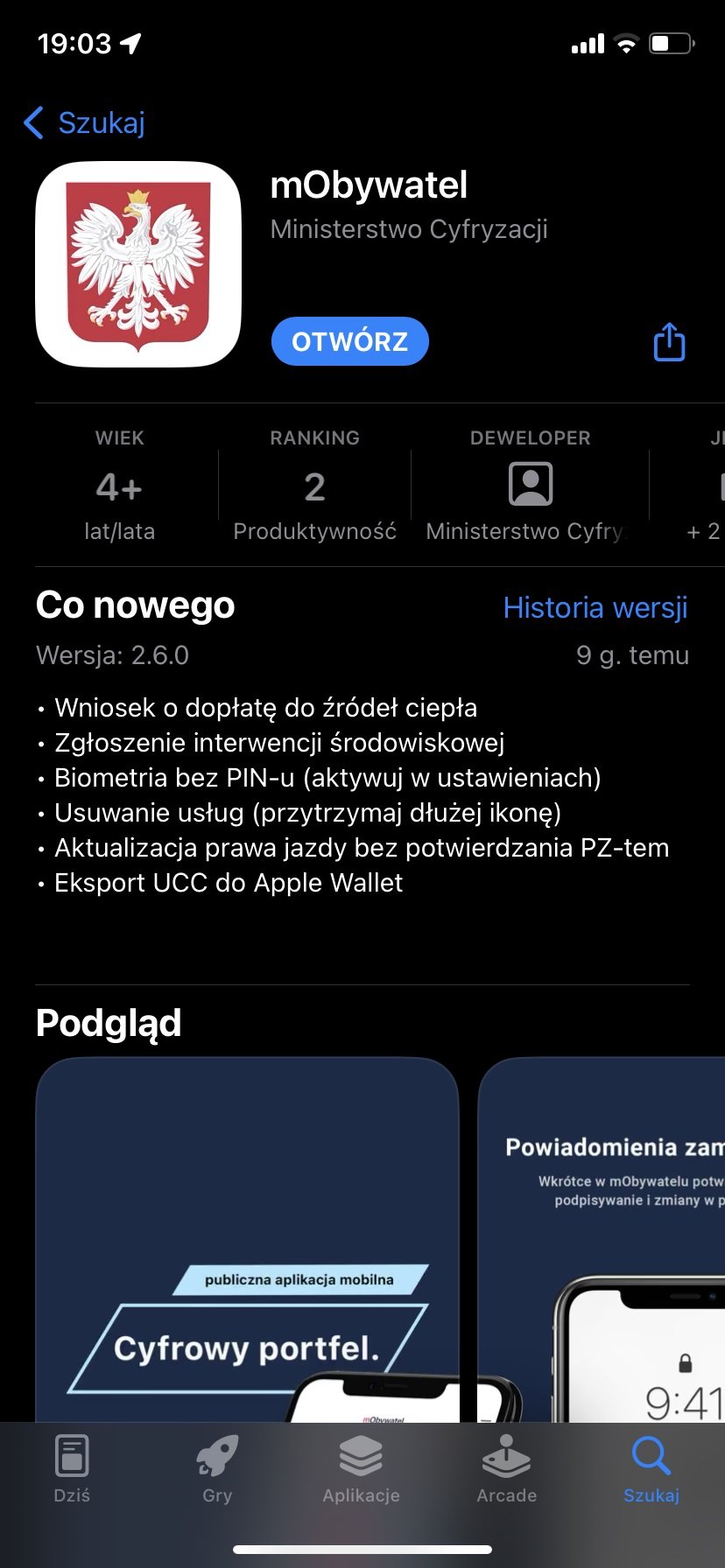 aplikacja mObywatel Apple iPhone Face ID logowanie biometryczne