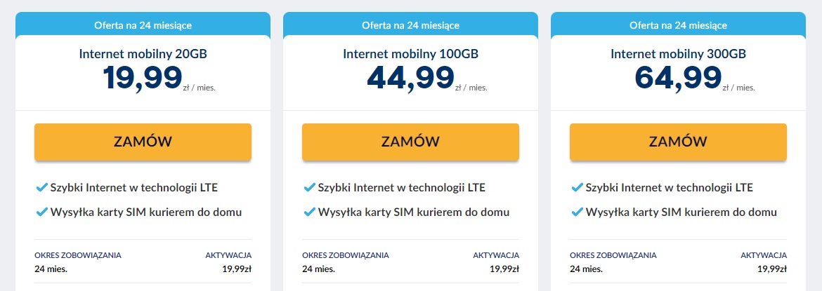 internet mobilny na abonament październik 2022 oferta cennik Vectra fot. Tabletowo.pl
