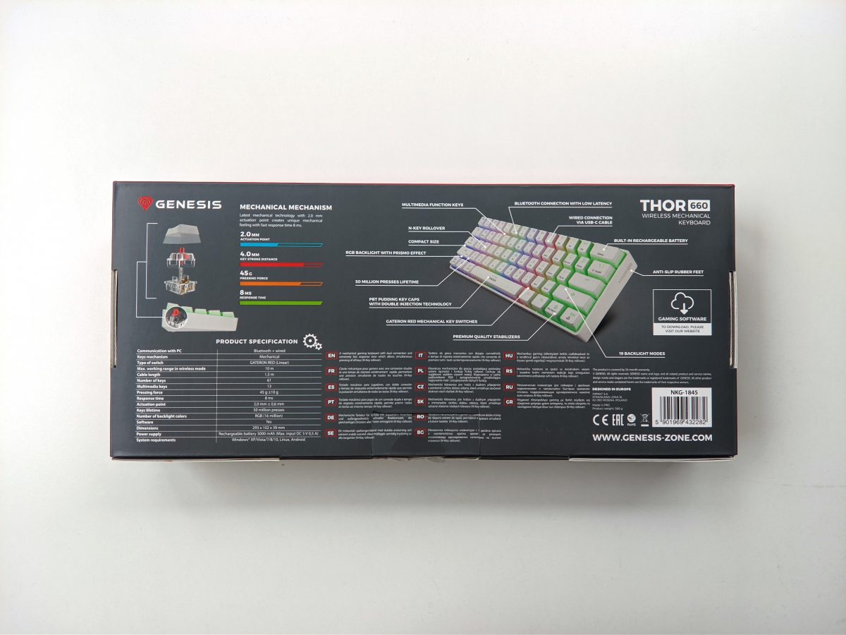 klawiatura Genesis Thor 660 biała white keyboard pudełko
