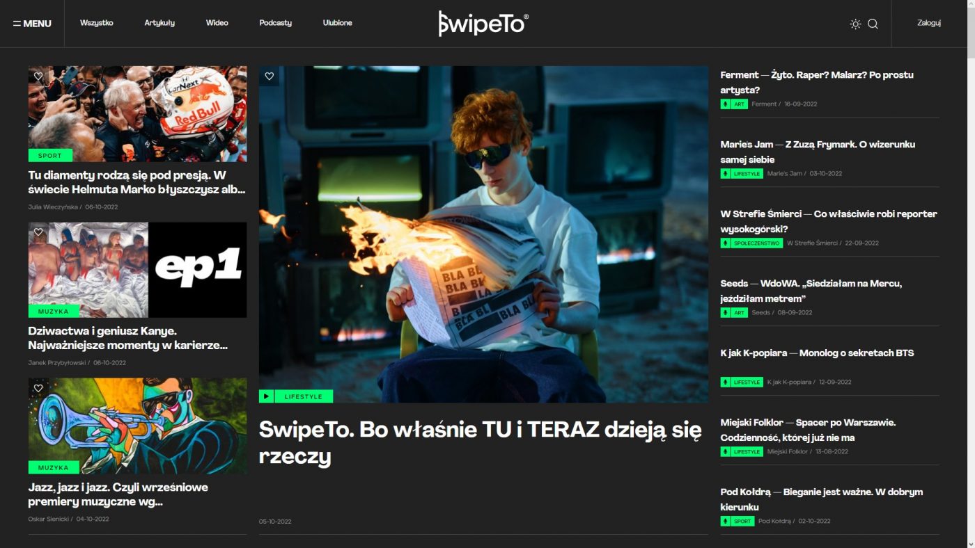 strona główna SwipeTo.pl 6 października 2022 roku fot. Tabletowo.pl