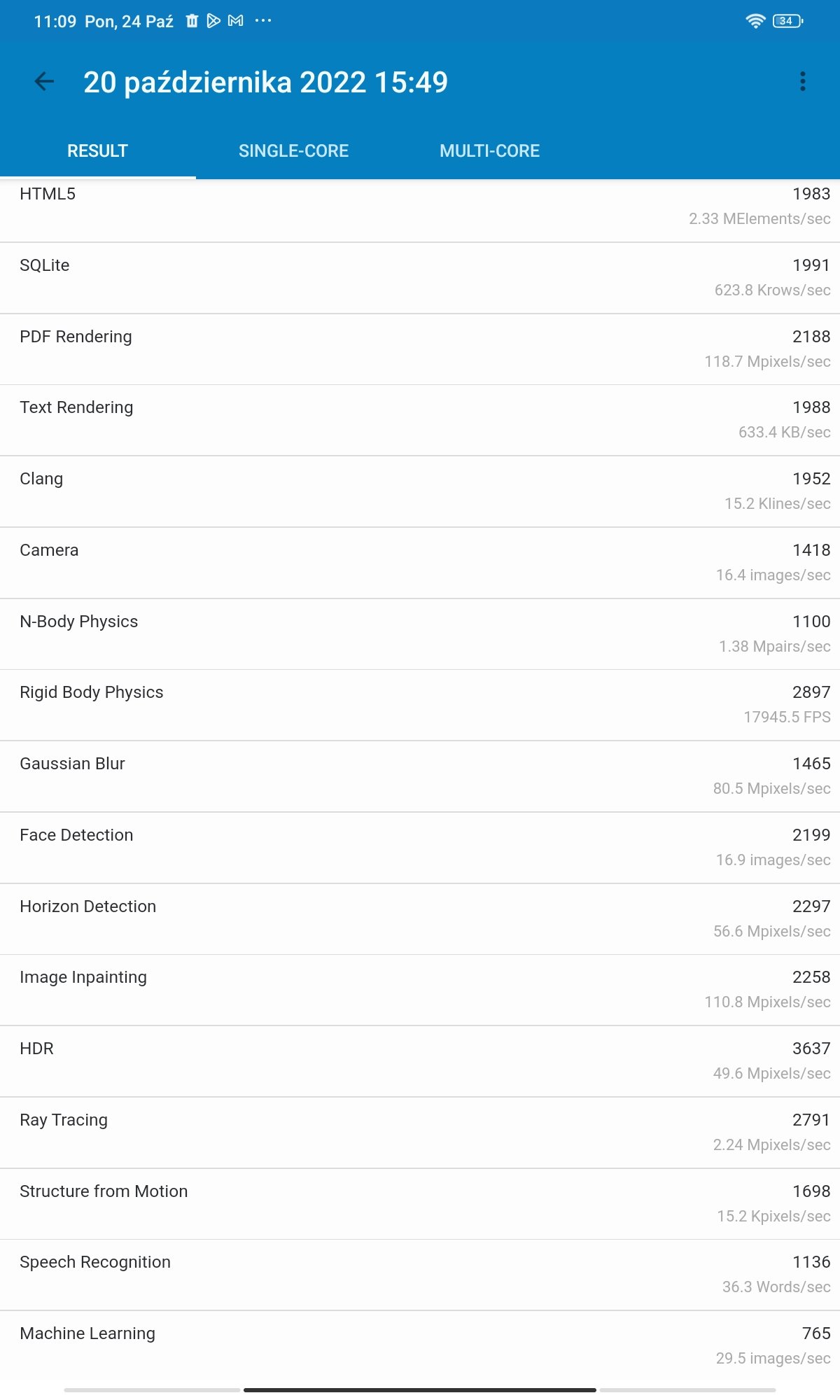 xiaomi redmi pad wyniki geekbench