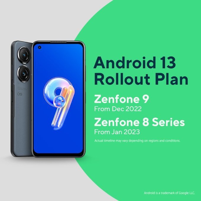 ASUS Zenfone 9 ASUS Zenfone 8 aktualizacja Android 13