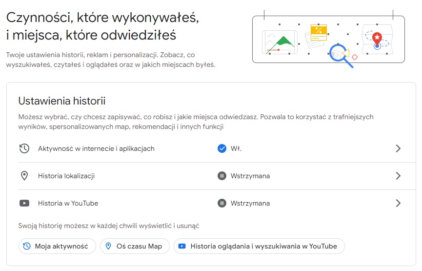 Konto Google ustawienia historii aktywności fot. Tabletowo.pl