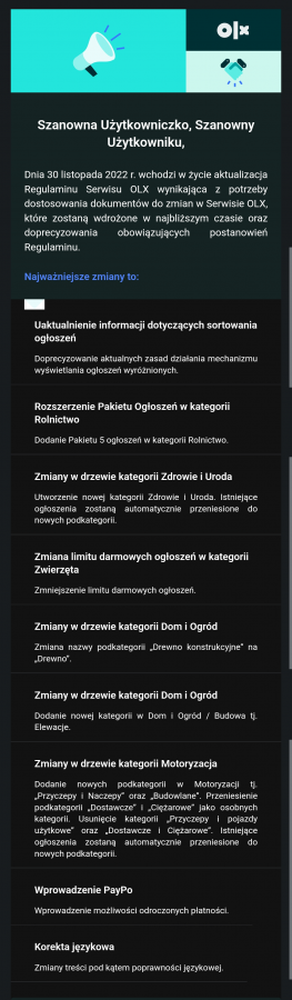 OlX, płatności odroczone