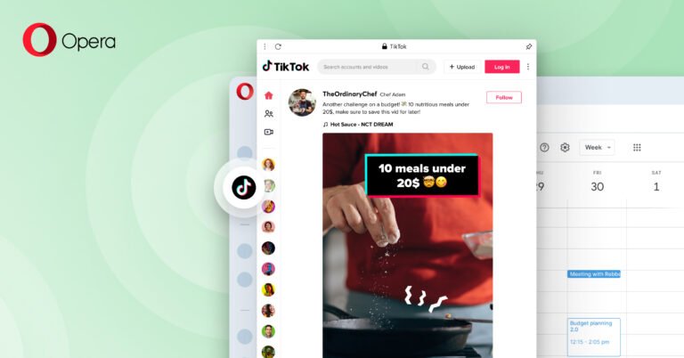 TikTok wbudowany w przeglądarkę Opera