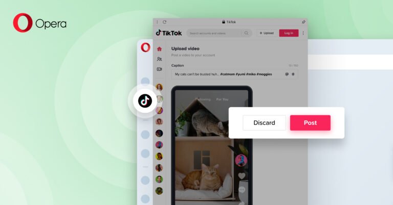 TikTok wbudowany w przeglądarkę Opera