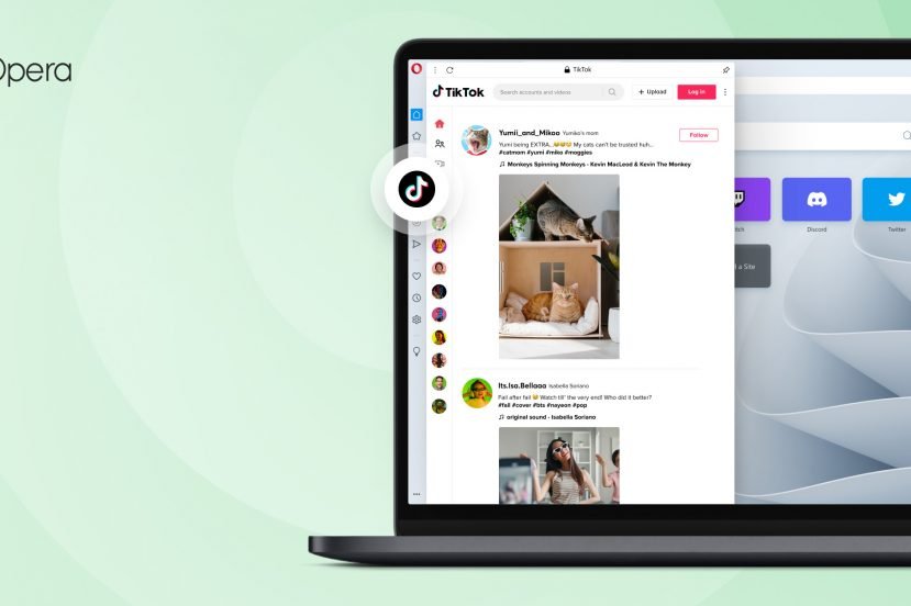 TikTok wbudowany w przeglądarkę Opera