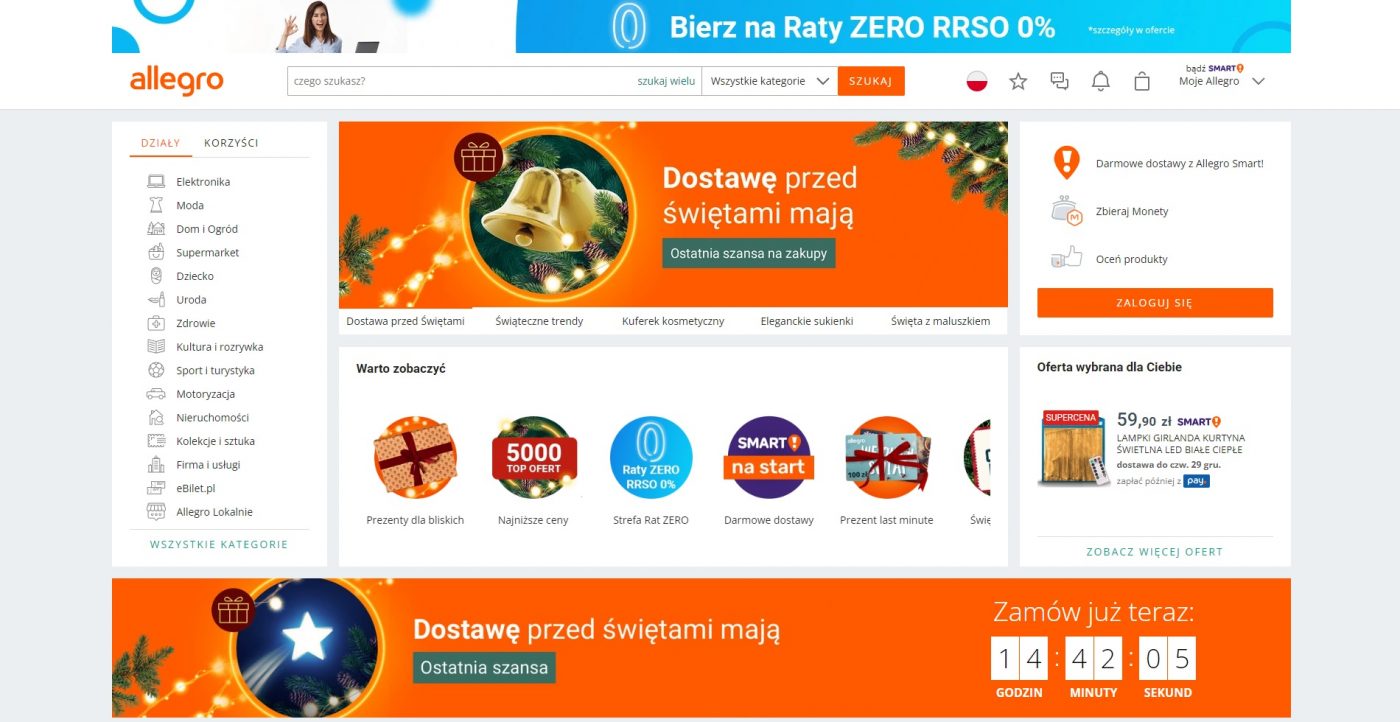 Allegro strona główna 21 grudnia 2022 roku fot. Tabletowo.pl