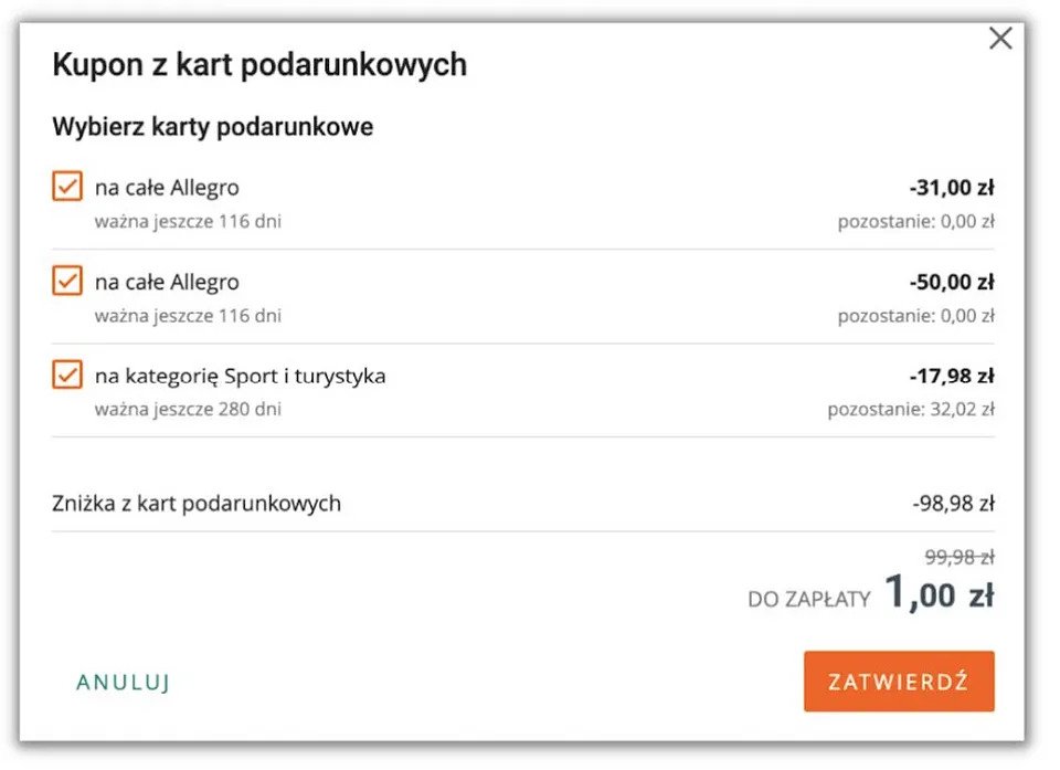 Allegro karty podarunkowe