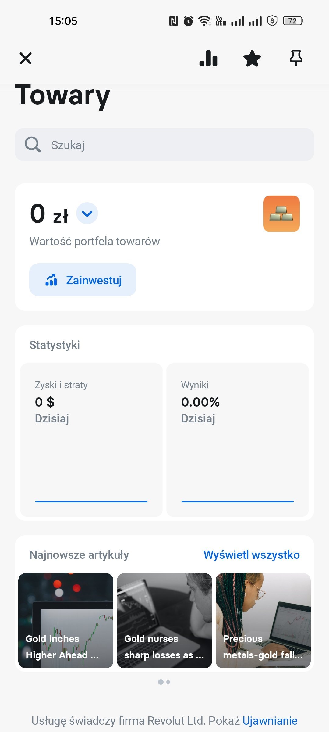 aplikacja Revolut handel metalami szlachetnymi złoto srebro platyna pallad fot. Tabletowo.pl