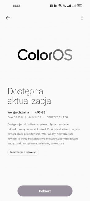 OPPO Reno 6 Pro 5G Android 13 ColorOS 13 aktualizacja fot. Tabletowo.pl