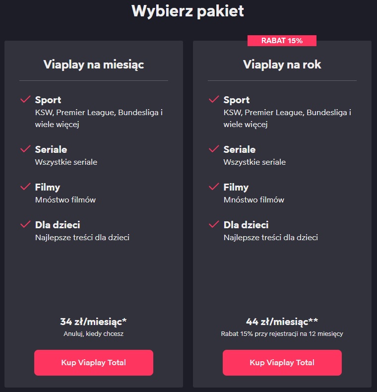 aktualna oferta pakiety Viaplay styczeń 2023 fot. Tabletowo.pl