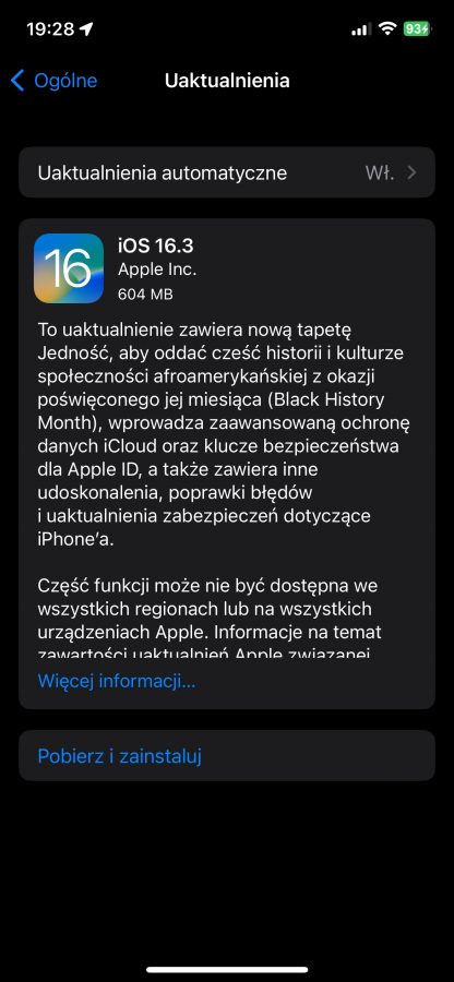 iOS 16.3 aktualizacja