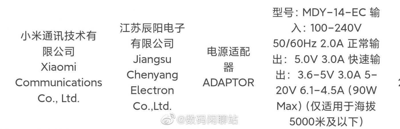ładowarka zasilacz do Xiaomi 14 MDY-14-EC