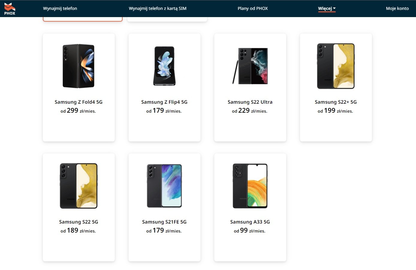 smartfony Samsung dostępne w PHOX