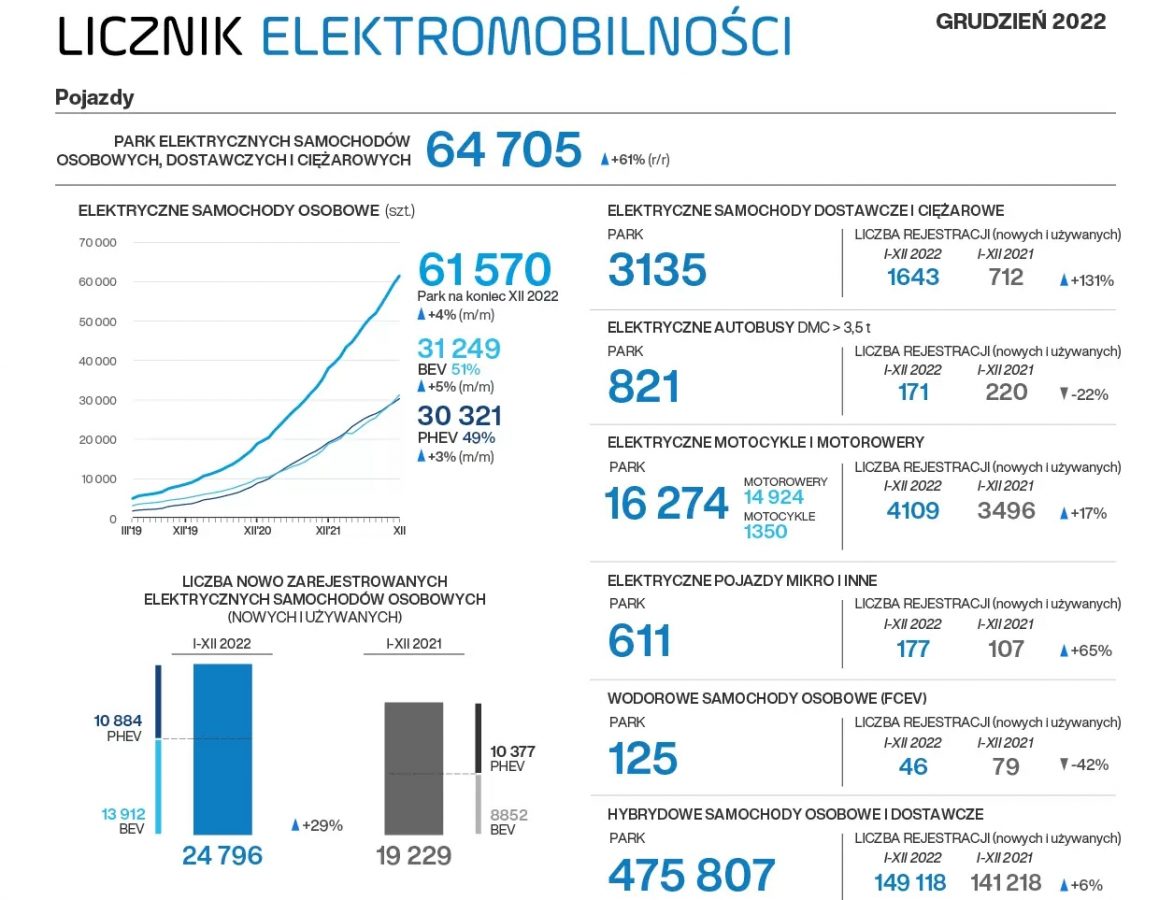 Liczba samochodów elektrycznych w Polsce